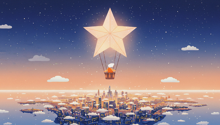 JPG 별 상징 컬러 여행 겨울 일러스트 상상 하늘 아침 풍경 공중 그래픽 꿈 비행 도시 저녁 풍선 뷰티풀 국내일러스트 AI일러스트 AI콘텐츠 주간 자연요소 계절 야간 파일형식