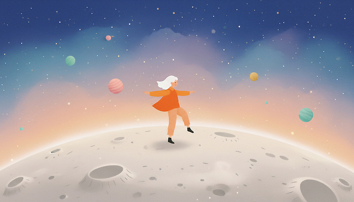 JPG 별 컬러 백그라운드 일러스트 상상 하늘 표면 사람 우주 공간 행성 자유 달 표현 춤 체험 신비 뷰티풀 국내일러스트 AI일러스트 AI콘텐츠 자연요소 컨셉 문화예술 파일형식