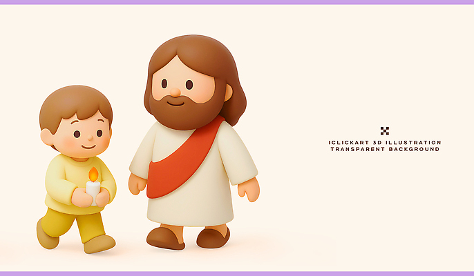 PSD 편집이미지 캐릭터 종교 어린이 촛불 가정 사랑 친구 걷기 믿음 손잡기 예수 사순절 편집3D 감정 초 관계 모션 사람 3D 신_종교 파일형식