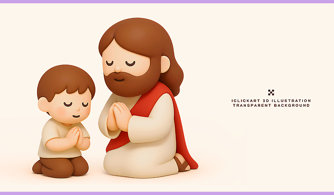 PSD 편집이미지 캐릭터 기독교 종교 따뜻함 대화 사랑 소년 컬러풀 기도 표현 예수 기독교인 그림 사순절 편집3D 남자 감정 어린이 컬러 말하기 3D 신_종교 파일형식