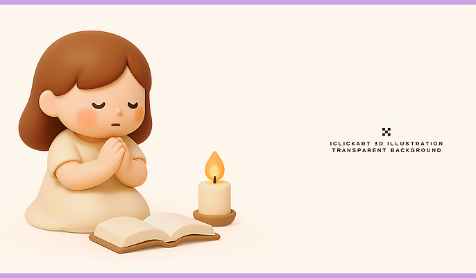 PSD 편집이미지 캐릭터 촛불 따뜻함 책 3D 평화 공간 기도 마음 편안함 집중 소원 사순절 편집3D 종교 컨셉 초 감각 디지털합성 파일형식
