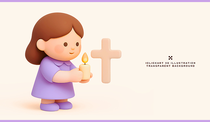 PSD 편집이미지 드레스 종교 십자가 촛불 따뜻함 소녀 3D 평화 보라색 기도 그림 사순절 편집3D 옷 여자 어린이 컬러 컨셉 초 디지털합성 파일형식