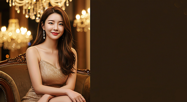 JPG 편집이미지 드레스 여자 패션 조명 미소 앉기 인테리어 축제 매력적 금색 분위기 고급 우아함 뷰티풀 스타일 송년회 편집실사 AI인물포토 AI콘텐츠 디자인 옷 컬러 컨셉 모션 표정 사람 CG 연말 파일형식 AI포토