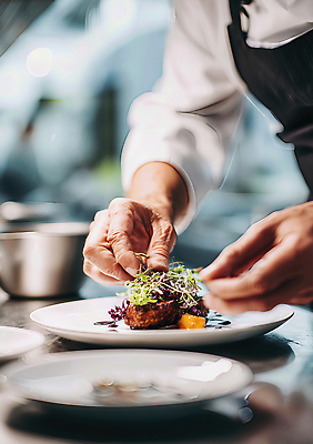 JPG 편집이미지 음식 요리 주방 요리사 식사 맛 허브 레시피 전문 정성 플레이팅 편집실사 AI인물포토 AI콘텐츠 식물 직업 컨셉 상차림 CG 파일형식 AI포토