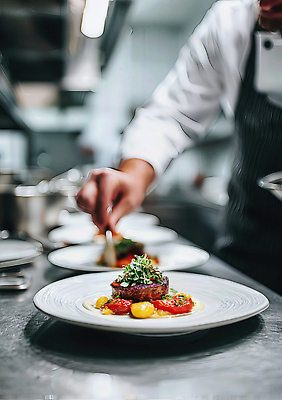 JPG 편집이미지 채소 식탁 육류 요리 장식 주방 요리사 식사 맛 전문직 레시피 플레이팅 편집실사 AI인물포토 AI콘텐츠 직업 컨셉 식재료 탁자 상차림 CG 파일형식 AI포토