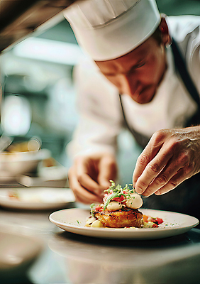 JPG 편집이미지 음식 재료 기술 요리 장식 주방 요리사 식사 맛 정성 플레이팅 편집실사 AI인물포토 AI콘텐츠 직업 컨셉 상차림 CG 파일형식 AI포토