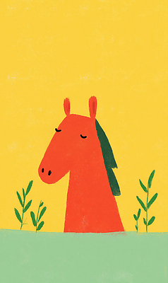 JPG 식물 동물 일러스트 자연 새해 일상 빨간색 초록색 노란색 평화 귀여움 눈감음 말_게임 포근함 친환경 느림 색채 생동감 국내일러스트 병오년 붉은말 컬러 컨셉 모션 라이프 환경 말_동물 감각 생태계 파일형식 2026년