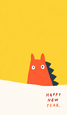 JPG 캐릭터 디자인 기념일 행복 백그라운드 일러스트 새로움 새해 기념 노란색 귀여움 축제 축하 공룡 연휴 단순화된 국내일러스트 병오년 붉은말 감정 컬러 컨셉 파충류 이벤트 공휴일 말_동물 파일형식 2026년