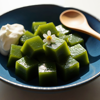 JPG 편집이미지 접시 꽃 음식 재료 디저트 초록색 생크림 레시피 젤리 나무숟가락 말차 간편조리식품 아기자기 편집실사 AI포토 AI콘텐츠 식물 식기 컬러 컨셉 차_음료 숟가락 크림 CG 파일형식