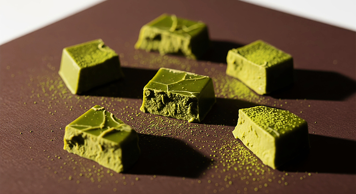 JPG 편집이미지 음식 컬러 조각 백그라운드 디저트 요리 초콜릿 고급 달콤 맛 녹차 부드러움 말차 세련 편집실사 AI포토 AI콘텐츠 컨셉 차_음료 감각 CG 파일형식