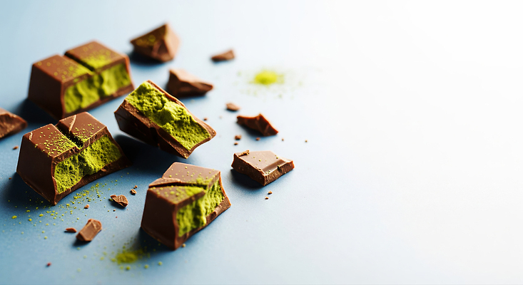 JPG 편집이미지 음식 조각 디저트 초콜릿 달콤 맛 녹차 크림 말차 편집실사 AI포토 AI콘텐츠 컨셉 차_음료 CG 파일형식