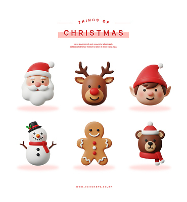 PSD 편집이미지 캐릭터 디자인 크리스마스 겨울 곰 눈사람 장식 산타클로스 축제 루돌프 즐거움 진저쿠키 편집3D 동물 계절 기념일 감정 포유류 사슴 3D 쿠키 파일형식