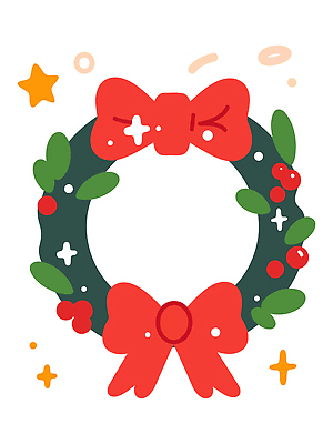 디자인 기념일 리본 크리스마스 겨울 과일 일러스트 나뭇잎 장식 빨간색 초록색 파란색 크리스마스트리 파티 정원 축제 화환 화려 수공예 국내일러스트 AI파일 계절 꽃 컬러 컨셉 잎 이벤트 공예 파일형식 벡터