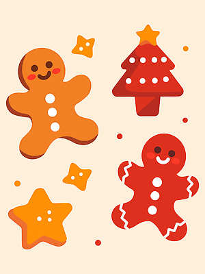 행복 별 어린이 컬러 크리스마스 일러스트 디저트 장식 빨간색 크리스마스트리 쿠키 과자 축제 주황색 분위기 달콤 잔치 만들기 생강 취향 국내일러스트 AI파일 자연요소 기념일 감정 음식 컨셉 채소 모션 사람 맛 파일형식 벡터