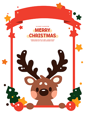 동물 디자인 계절 기념일 컬러 크리스마스 겨울 일러스트 가족 그래픽 장식 귀여움 축제 기쁨 축하 테두리 즐거움 순록 아기자기 국내일러스트 AI파일 감정 컨셉 관계 이벤트 파일형식 벡터