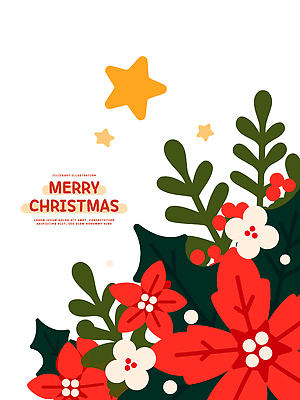 식물 계절 꽃 행복 별 컬러 크리스마스 일러스트 자연 장식 빨간색 초록색 축제 화환 기쁨 흰색 화려 즐거움 연말 국내일러스트 AI파일 자연요소 기념일 감정 컨셉 생태계 파일형식 벡터