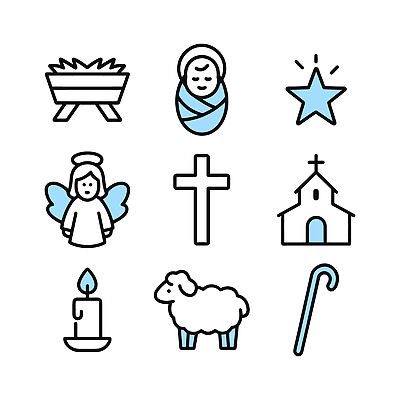 아이콘 별 기독교 종교 상징 십자가 크리스마스 촛불 지팡이 천사 교회 축제 양 아기예수 2D아이콘 AI파일 자연요소 기념일 초 포유류 종교건축 건물 예수 파일형식 벡터
