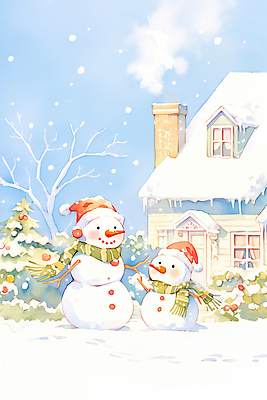 JPG 행복 감정 백그라운드 크리스마스 겨울 일러스트 가족 눈사람 놀이 주택 눈꽃 따뜻함 웃음 풍경 장식 크리스마스트리 소중 장면 눈덮임 국내일러스트 계절 기념일 컨셉 관계 눈_날씨 표정 건물 파일형식
