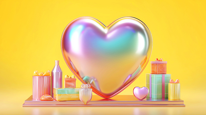 JPG 편집이미지 디자인 기념일 감정 백그라운드 선물 사랑 장식 반짝임 노란색 축제 하트 축하 화려 홀로그램 편집3D 모양 컬러 컨셉 모션 이벤트 3D 파일형식