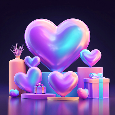 JPG 편집이미지 디자인 예술 컬러 선물 사랑 장식 하트 화려 분위기 크기 모던 조화 테마 홀로그램 스타일 편집3D 모양 감정 컨셉 3D 파일형식