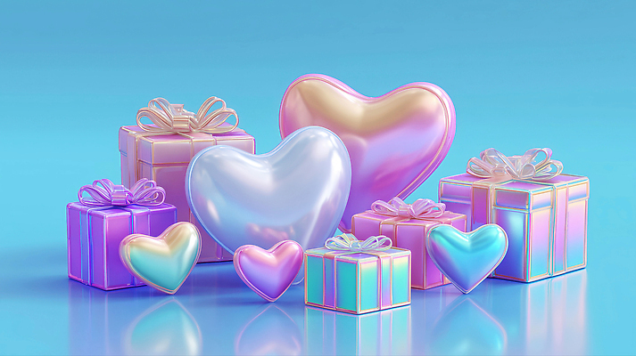 JPG 편집이미지 디자인 감정 컬러 선물 사랑 장식 파란색 반짝임 상자 하트 포장지 즐거움 심플 장면 파스텔 홀로그램 편집3D 모양 포장 모션 학용품 3D 파일형식
