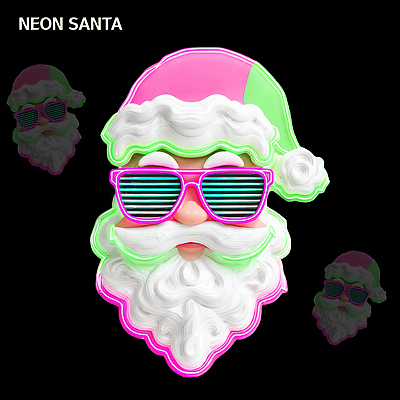 PSD 편집이미지 캐릭터 디자인 옷 컬러 크리스마스 장식 선글라스 산타클로스 축제 즐거움 오브젝트 모던 네온 편집3D 기념일 감정 안경 3D 파일형식
