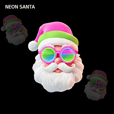 PSD 편집이미지 캐릭터 크리스마스 겨울 웃음 장식 반짝임 선글라스 산타클로스 귀여움 축제 할로윈 즐거움 네온 편집3D 계절 기념일 감정 안경 컨셉 모션 표정 3D 파일형식