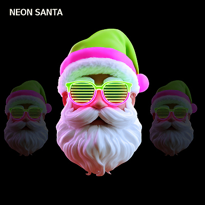 PSD 편집이미지 캐릭터 안경 크리스마스 겨울 웃음 장식 크리스마스트리 산타클로스 귀여움 축제 분위기 즐거움 네온 장면 형광 편집3D 잡화 계절 기념일 감정 컨셉 표정 빛 3D 파일형식