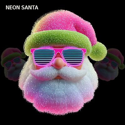 PSD 편집이미지 캐릭터 디자인 컬러 크리스마스 겨울 웃음 장식 선글라스 산타클로스 귀여움 축제 화려 턱수염 네온 편집3D 계절 기념일 안경 컨셉 수염 표정 3D 파일형식