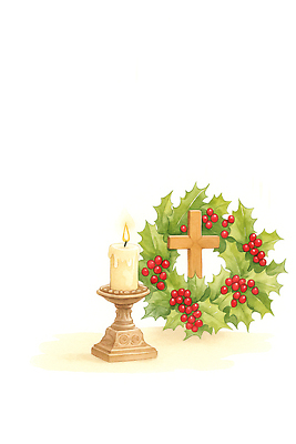 JPG 나무 열매 기독교 종교 상징 크리스마스 겨울 일러스트 촛불 집안 조명 따뜻함 풍경 장식 축제 화환 고요 분위기 국내일러스트 AI일러스트 AI콘텐츠 식물 계절 기념일 꽃 컨셉 초 실내 파일형식