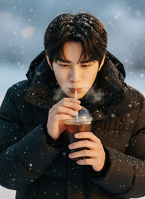 JPG 편집이미지 남자 음료 겨울 풍경 고요 산책 마시기 눈송이 즐거움 담배연기 패딩 냉음료 순간 얼죽아 편집실사 AI인물포토 AI콘텐츠 계절 감정 모션 휴식 눈_날씨 사람 점퍼 연기 CG 약어 파일형식 AI포토