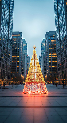 JPG 편집이미지 크리스마스 겨울 하늘 조명 거리 건물 장식 빛 크리스마스트리 축제 도시 화려 저녁 준비 편집실사 건축물 계절 기념일 컨셉 야간 CG 파일형식