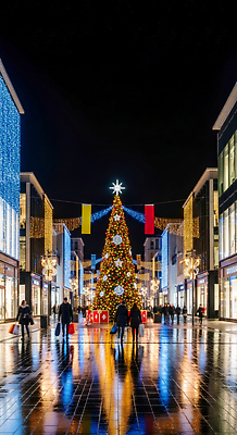 JPG 편집이미지 크리스마스 겨울 가족 조명 거리 여러명 장식 반짝임 쇼핑 크리스마스트리 산타클로스 축제 도시 분위기 편집실사 계절 기념일 다수 컨셉 관계 모션 사람 CG 파일형식