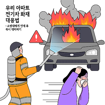 자연요소 컨셉 자동차 주택 사람 응급 도움 안전장비 구조원 소방 사건 예방 파일형식 벡터 전기자동차 화재 소방관 아파트 대피 안전 소화기 응급상황 여자 불 구출 화재예방 긴급 위험 일러스트 국내일러스트 AI파일