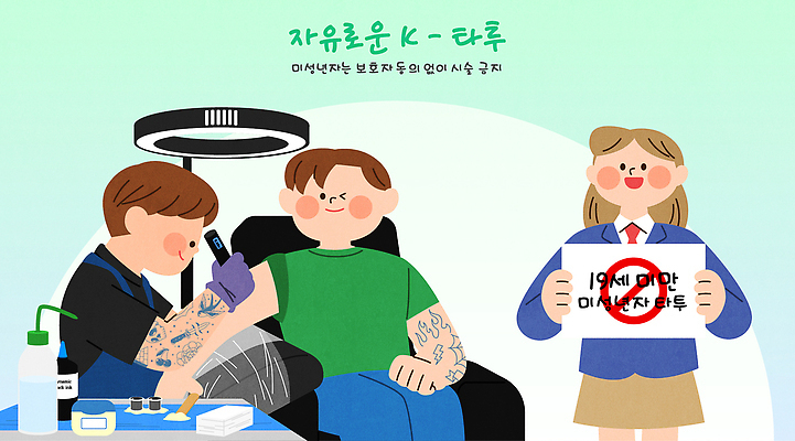 직업 사람 뷰티 파일형식 벡터 문신 스튜디오 시술 안전 규정 남자 직원 화장품 작업 예술 그림 도구 타투이스트 고객 서비스 전문 위생 AI파일 일러스트 국내일러스트