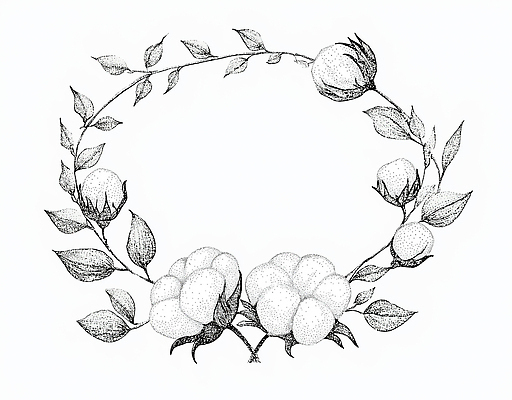 JPG 식물 디자인 꽃 예술 잎 패턴 일러스트 자연 수채화 프레임 흑백 그래픽 장식 원형 테두리 오브젝트 그림 심플 조화 목화꽃 국내일러스트 도형 무늬 촬영기법 생태계 파일형식