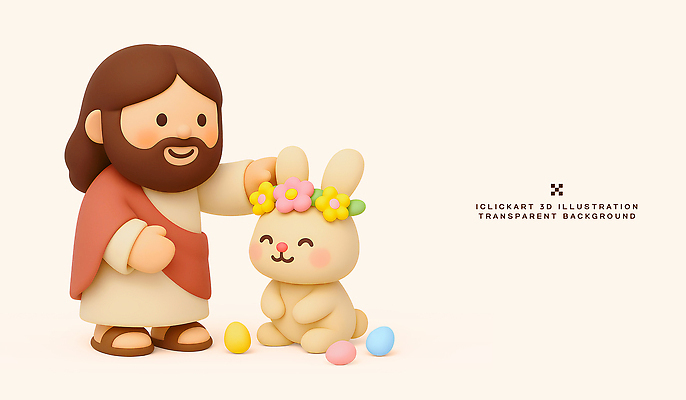 PSD 편집이미지 캐릭터 꽃 어린이 부활절 사랑 3D 귀여움 알 축제 성경 기쁨 토끼 예수 장면 편집3D 식물 기념일 감정 컨셉 종교용품 포유류 사람 반려동물 신_종교 디지털합성 파일형식