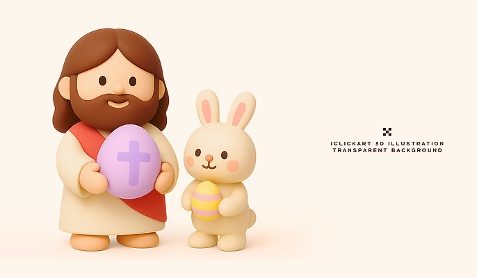 PSD 편집이미지 캐릭터 기념일 기독교 종교 부활절 함께함 웃음 그래픽 계란 축제 토끼 예수 장면 편집3D 컨셉 포유류 표정 이벤트 반려동물 3D 알 신_종교 파일형식