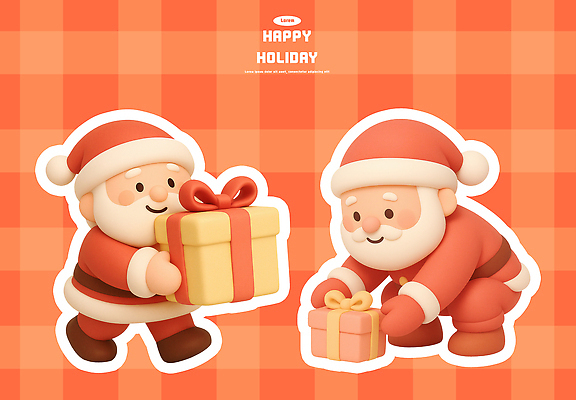 PSD 편집이미지 캐릭터 행복 컬러 크리스마스 친절 선물 사랑 장식 크리스마스트리 산타클로스 축제 기쁨 휴일 장면 홀리데이 편집3D 기념일 감정 휴가 3D 파일형식