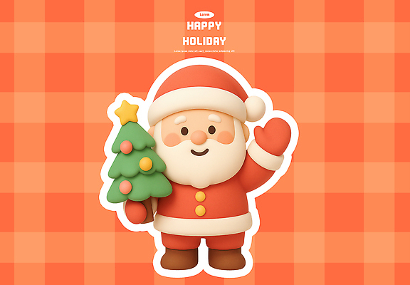 PSD 편집이미지 캐릭터 행복 백그라운드 크리스마스 겨울 선물 장식 크리스마스트리 산타클로스 귀여움 축제 기쁨 휴일 체크무늬 연말 홀리데이 편집3D 계절 기념일 감정 컨셉 무늬 휴가 3D 파일형식