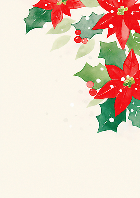JPG 식물 계절 컬러 백그라운드 잎 크리스마스장식 크리스마스 겨울 일러스트 자연 장식 파티 축제 기쁨 화려 절기 겨울꽃 포인세티아 국내일러스트 AI일러스트 AI콘텐츠 기념일 꽃 감정 컨셉 이벤트 생태계 파일형식