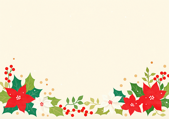 JPG 식물 디자인 계절 열매 꽃 백그라운드 잎 크리스마스 겨울 일러스트 그래픽 장식 빨간색 초록색 축제 흰색 축하 포인세티아 송엽국 국내일러스트 기념일 컬러 컨셉 파일형식