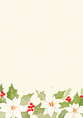JPG 식물 디자인 계절 열매 감정 백그라운드 잎 크리스마스 겨울 일러스트 자연 장식 빨간색 초록색 축제 흰색 포인세티아 국내일러스트 AI일러스트 AI콘텐츠 기념일 꽃 컬러 생태계 파일형식