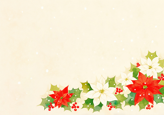 JPG 식물 계절 열매 꽃 행복 예술 컬러 크리스마스 일러스트 자연 장식 축제 기쁨 휴일 그림 향기 포인세티아 겨우살이 연말 국내일러스트 AI일러스트 AI콘텐츠 기념일 감정 생태계 냄새 파일형식