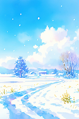 JPG 나무 길 컬러 겨울 일러스트 자연 눈사람 하늘 풍경 초원 파란색 평화 흰색 눈 눈송이 차가움 감성 풍요 국내일러스트 AI일러스트 AI콘텐츠 자연요소 식물 계절 컨셉 날씨 눈_날씨 생태계 파일형식