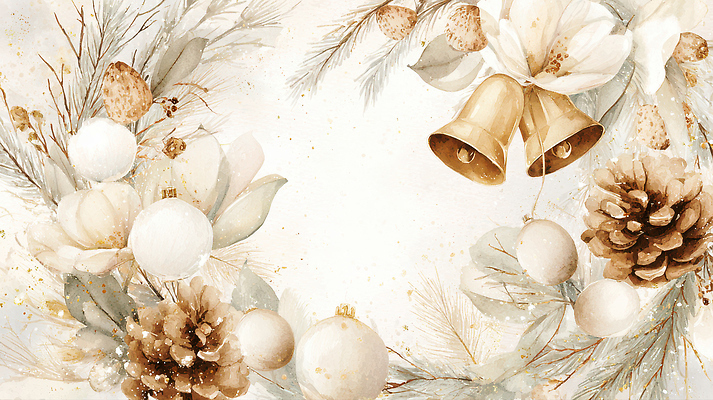 JPG 꽃 컬러 크리스마스 겨울 일러스트 자연 따뜻함 장식 축제 화환 초인종 흰색 소나무 분위기 황금 고급 상품 편안함 크리스마스리스 국내일러스트 나무 식물 계절 기념일 컨셉 종 감각 생태계 파일형식