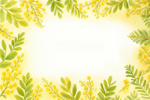 JPG 식물 계절 꽃 예술 컬러 백그라운드 잎 일러스트 자연 생명 장식 초록색 평화 성장 분위기 부드러움 화사함 조화 미모사 국내일러스트 AI일러스트 AI콘텐츠 컨셉 감각 생태계 파일형식