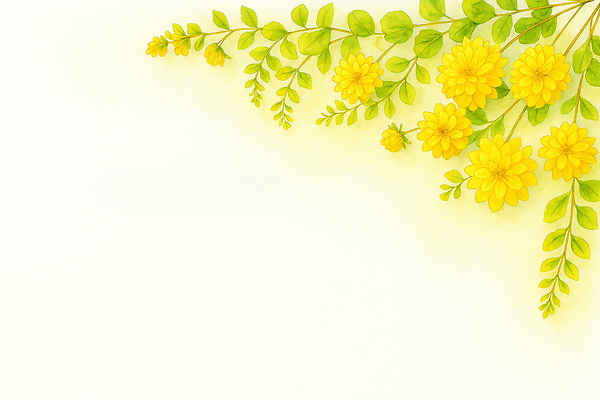 JPG 식물 디자인 계절 꽃 예술 백그라운드 잎 일러스트 자연 생명 수채화 장식 초록색 여름 노란색 신선 분위기 화사함 조화 국내일러스트 AI일러스트 AI콘텐츠 컬러 컨셉 생태계 파일형식