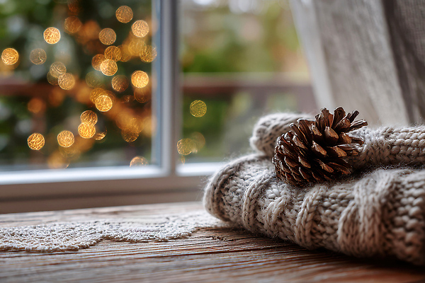 JPG 나무 편집이미지 겨울 자연 조명 따뜻함 풍경 인테리어 소나무 편안함 창가 오브젝트 니트 감성 송이 편집실사 AI포토 AI콘텐츠 식물 디자인 계절 컨셉 상의 창문 감각 CG 생태계 파일형식