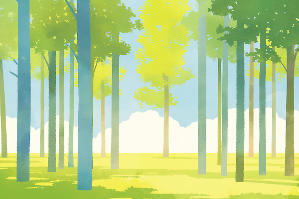 JPG 나무 일러스트 자연 하늘 바람 나뭇잎 풍경 초록색 여름 빛 햇빛 소풍 노란색 평화 걷기 산책 숲속 숲 차분 국내일러스트 AI일러스트 AI콘텐츠 자연요소 식물 계절 컬러 컨셉 잎 모션 날씨 휴식 태양 야외활동 생태계 파일형식